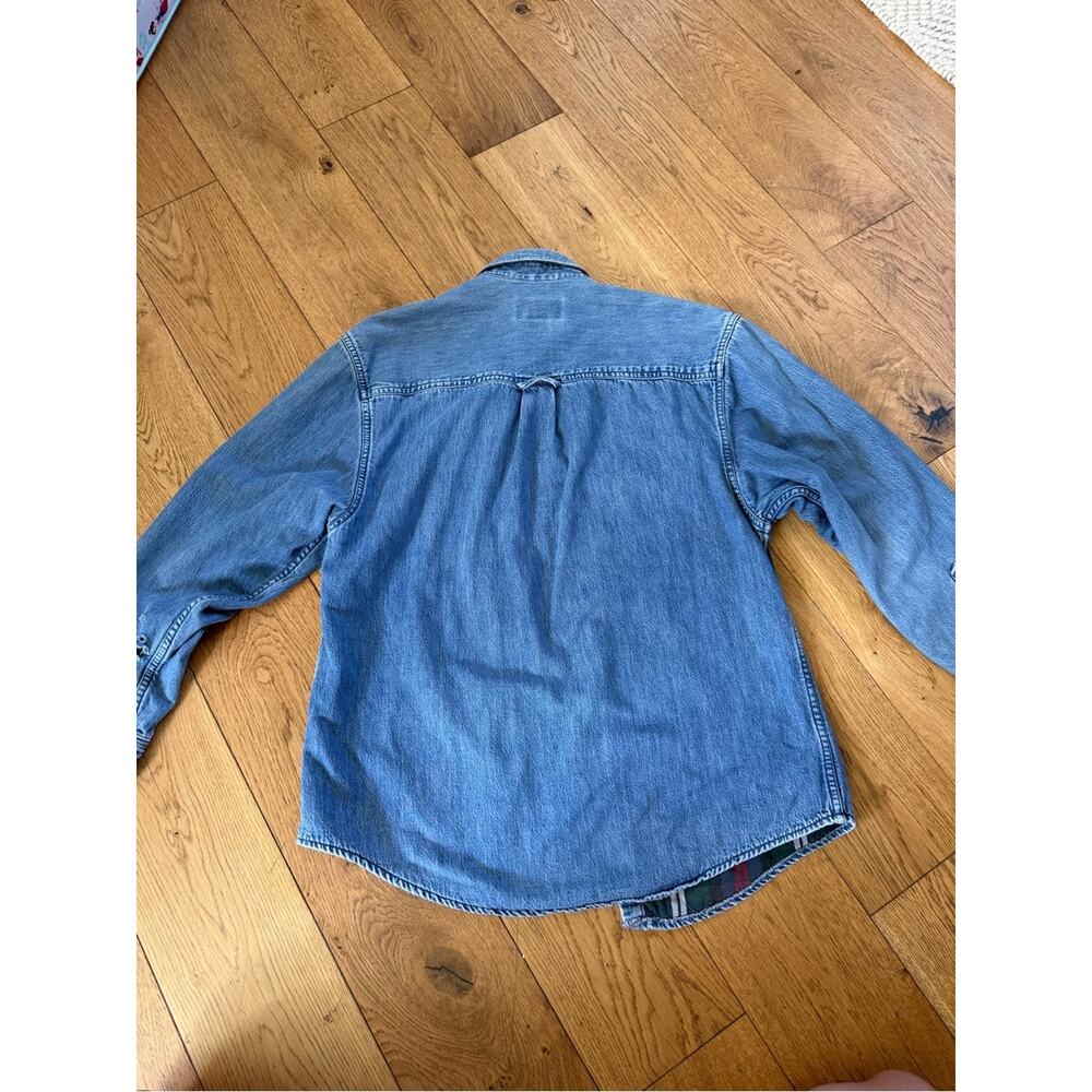 Vintage Eddie Bauer USA Denim Chamois Flannel Lined Shirt Jacket Men’s Small - Picture 8 of 14